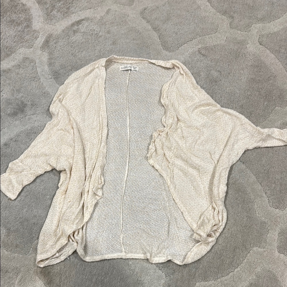 Abercrombie & Fitch Cream Gold Open-Front Cardigan